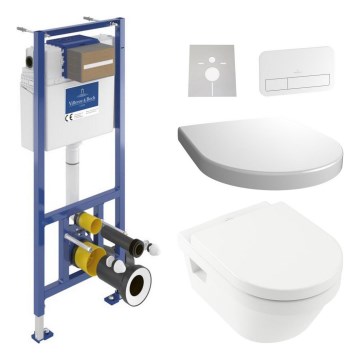 WC suspendu ARCHITECTURA + abattant SoftClose ARCHITECTURA + plaque de commande VICONNECT + module encastré VICONNECT + patin isolant VICONNECT