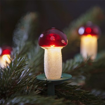Weihnachts-Lichterkette TOADSTOOL 12xE10/10,7m rot, Hergestellt in Tschechien