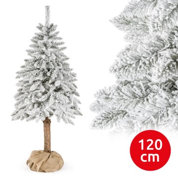Weihnachtsbaum auf einem Baumstamm NATURAL WITH SNOW 120 cm Fichte