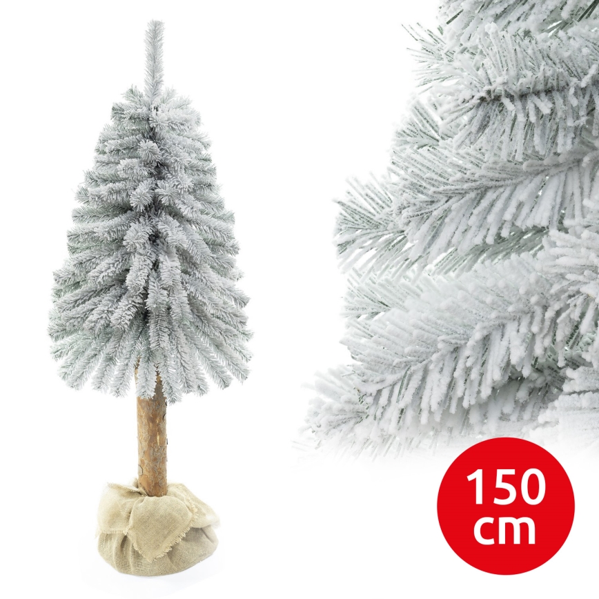 Weihnachtsbaum auf einem Baumstamm NATURAL WITH SNOW 150 cm Tanne