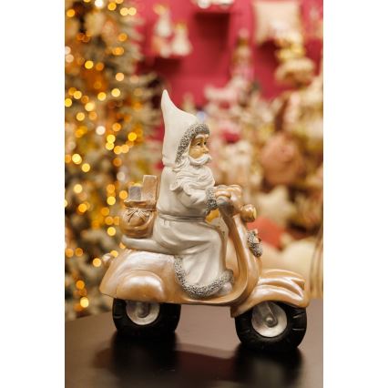 Weihnachtsdekoration 33 cm Weihnachtsmann mit Motorrad