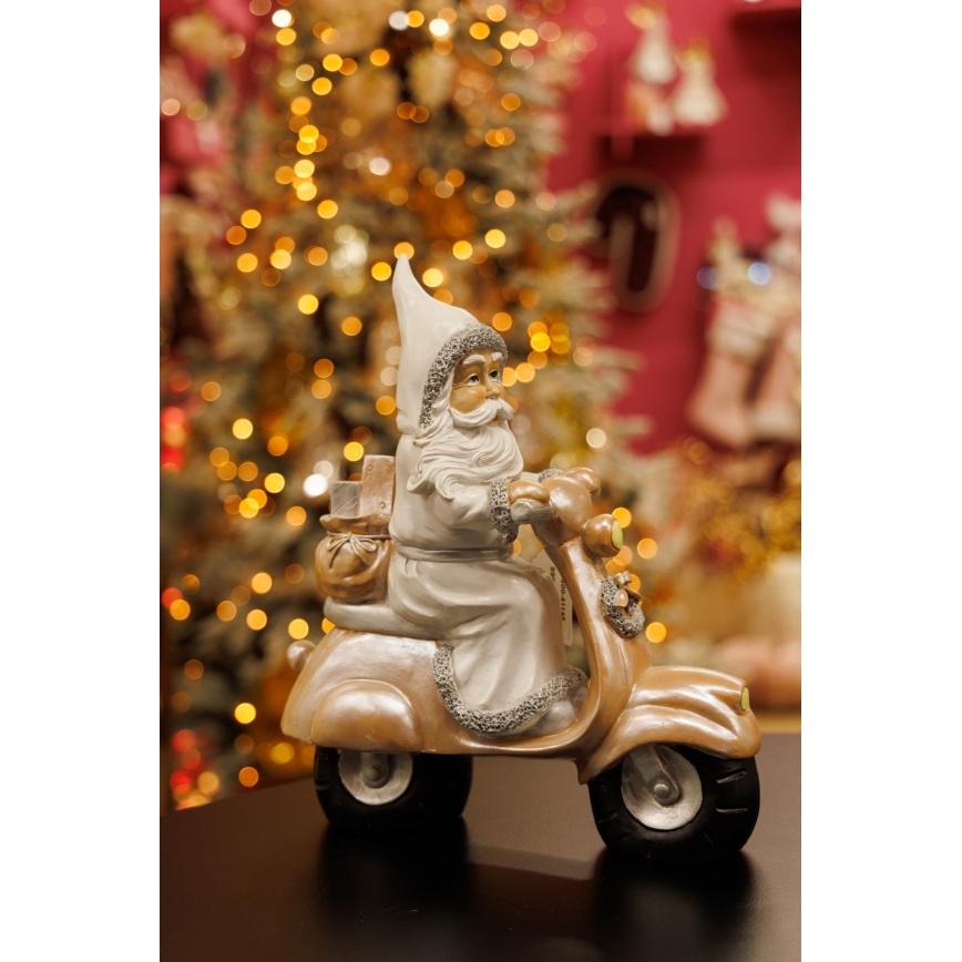 Weihnachtsdekoration 33 cm Weihnachtsmann mit Motorrad