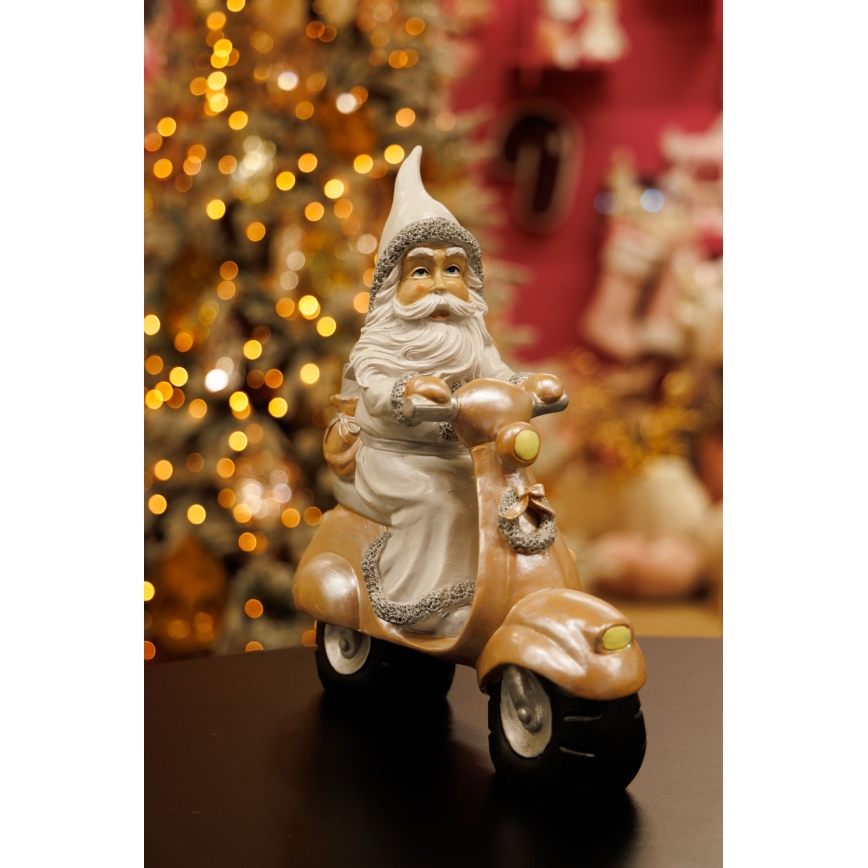 Weihnachtsdekoration 33 cm Weihnachtsmann mit Motorrad