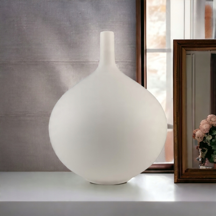 Weiße Keramikvase, 24 cm