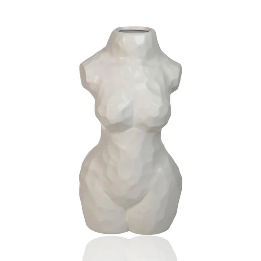 Weiße Keramikvase, 30 cm