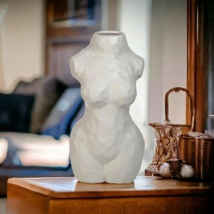 Weiße Keramikvase, 30 cm