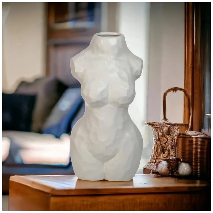 Weiße Keramikvase, 30 cm