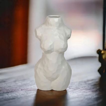 Weiße Keramikvase, 30 cm