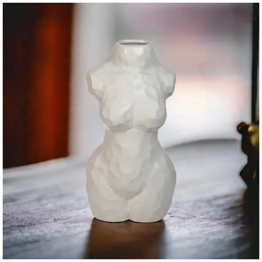 Weiße Keramikvase, 30 cm