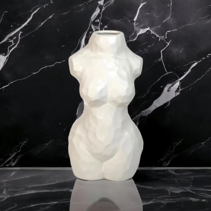 Weiße Keramikvase, 30 cm