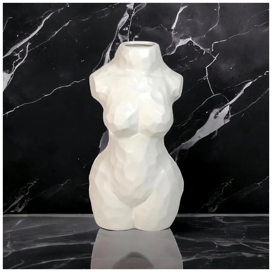 Weiße Keramikvase, 30 cm