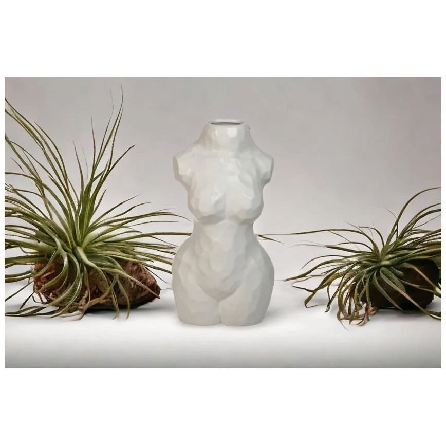 Weiße Keramikvase, 30 cm