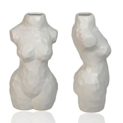Weiße Keramikvase, 30 cm