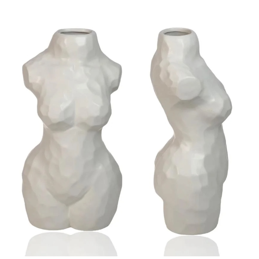 Weiße Keramikvase, 30 cm
