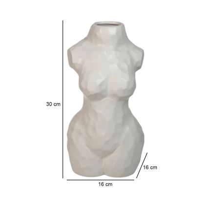 Weiße Keramikvase, 30 cm