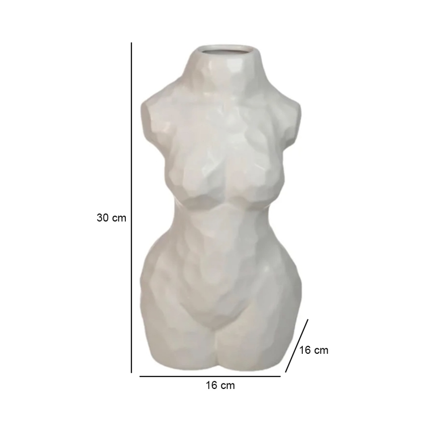 Weiße Keramikvase, 30 cm