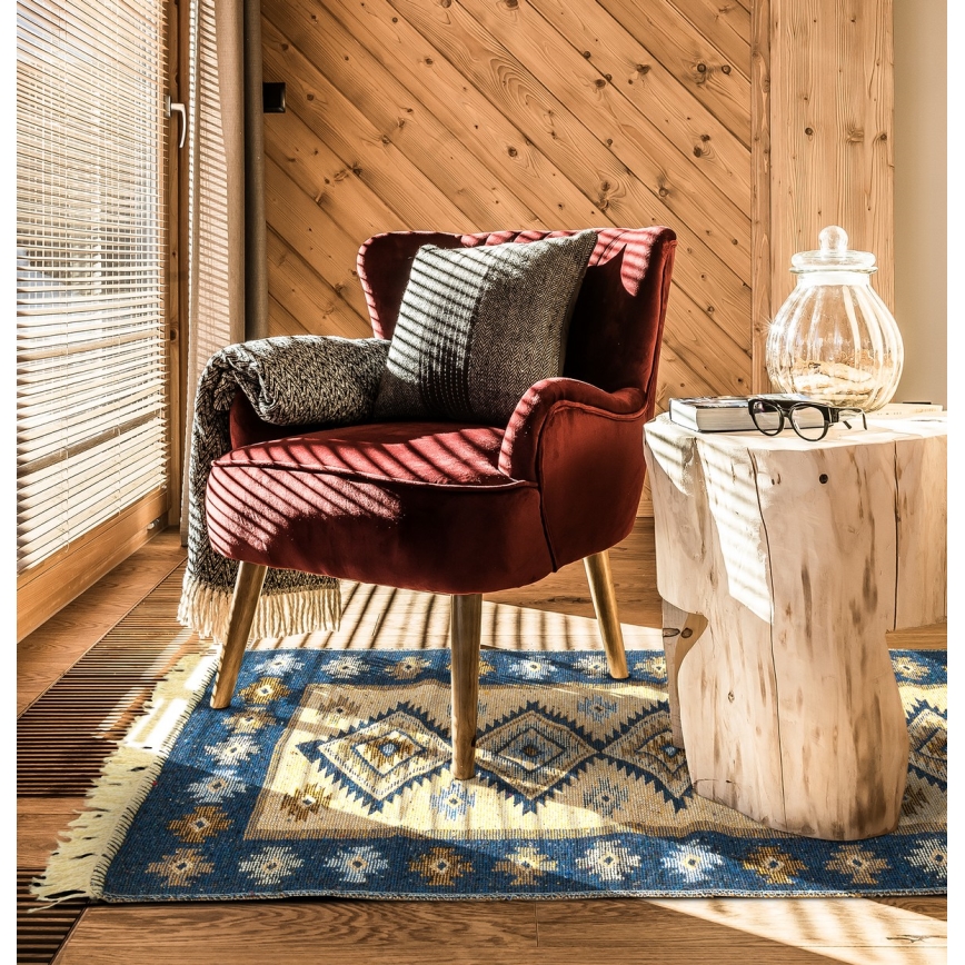Wendbarer Orientteppich KILIM 80x150 cm blau/beige