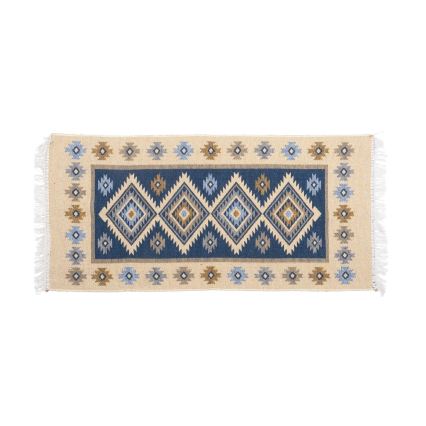 Wendbarer Orientteppich KILIM 80x150 cm blau/beige