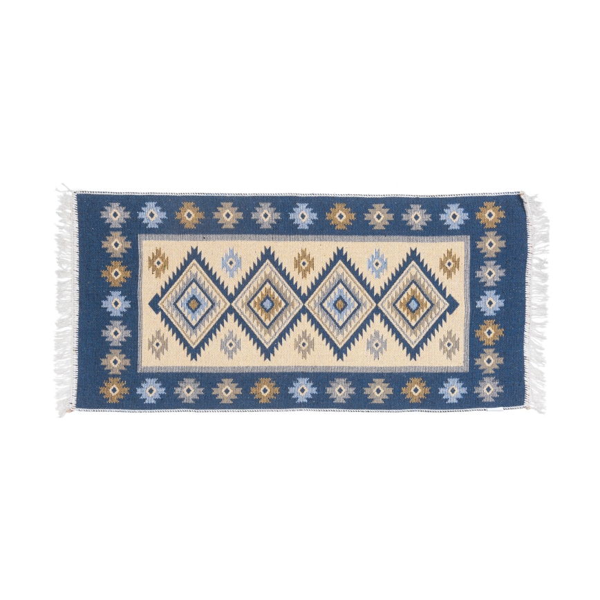 Wendbarer Orientteppich KILIM 80x150 cm blau/beige