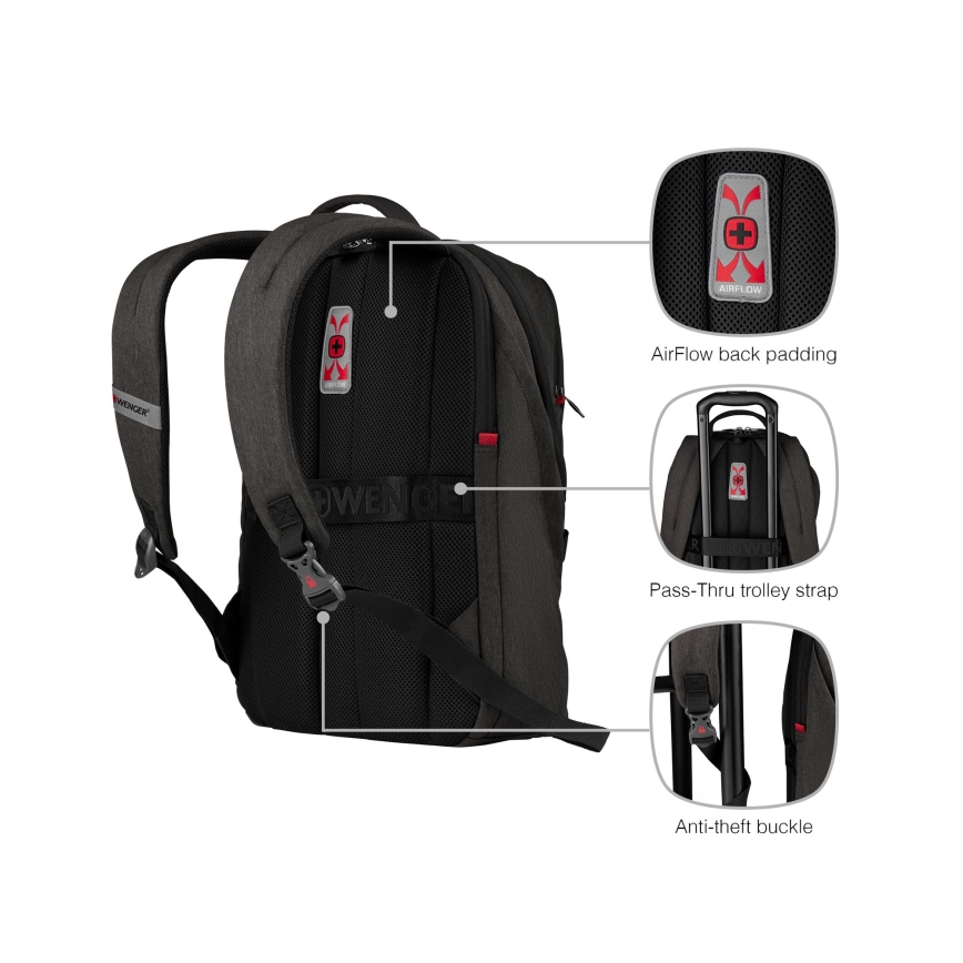 Wenger - Laptop-Rucksack 21 l 16" mit Tablet-Fach 10" MX Light schwarz