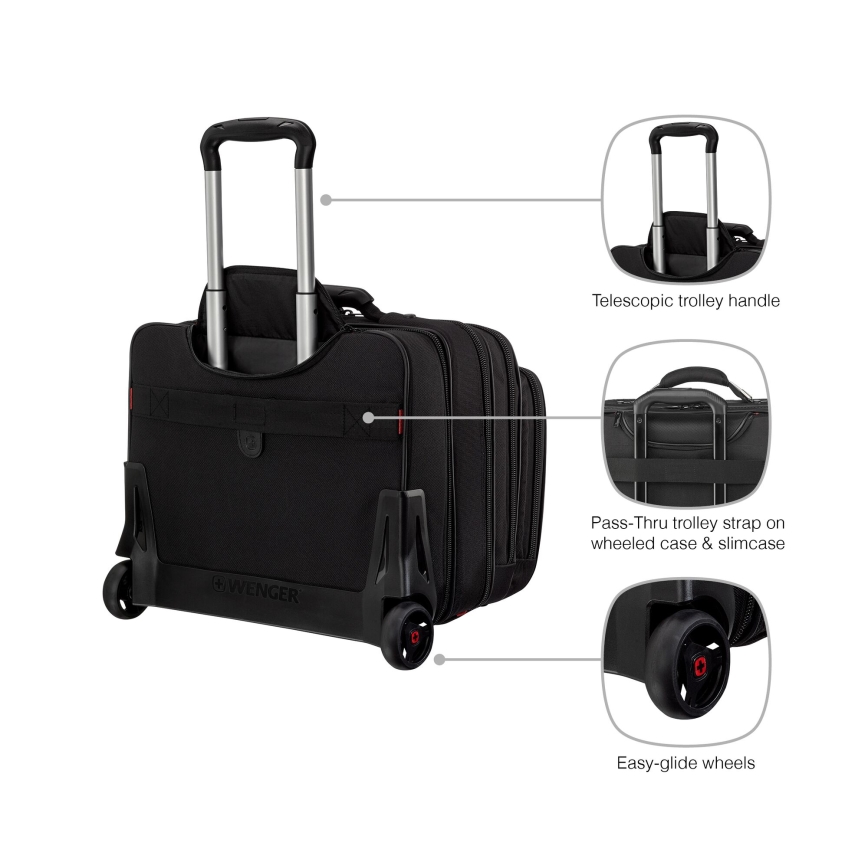 Wenger - Reisekoffer auf Rollen 25 l 17 + Notebooktasche 15,6 Patriot Schwarz