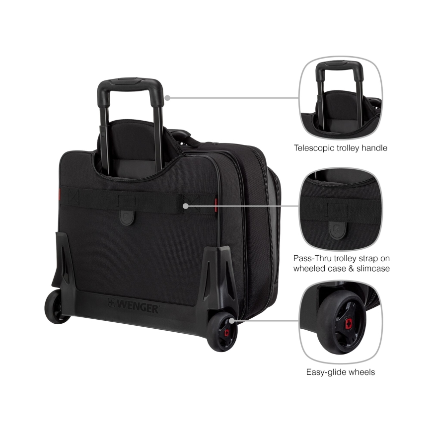 Wenger - Reisekoffer auf Rollen 23 l 17" + Laptop-Tasche 15,4" Potomac schwarz