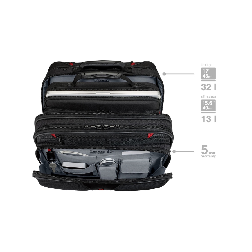 Wenger - Reisekoffer auf Rollen 25 l 17" + Laptop-Tasche 15,6" Patriot schwarz