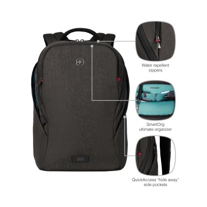 Wenger - Sac à dos pour ordinateur portable 21 l 16" avec pochette pour tablette 10" MX Luminaire noir