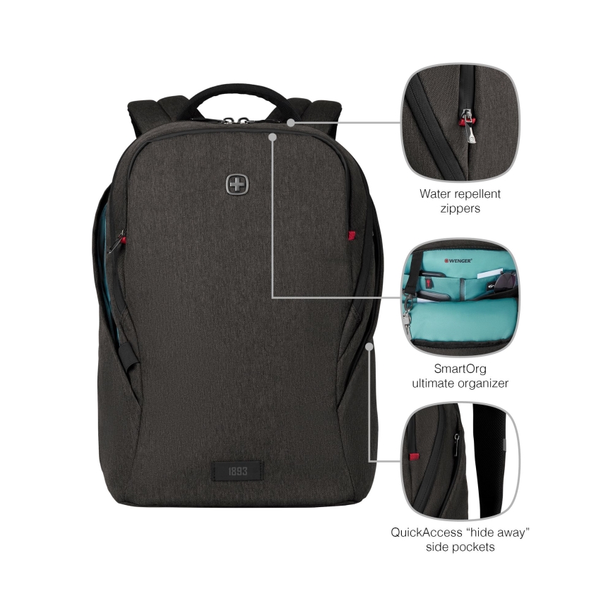 Wenger - Sac à dos pour ordinateur portable 21 l 16" avec pochette pour tablette 10" MX Luminaire noir