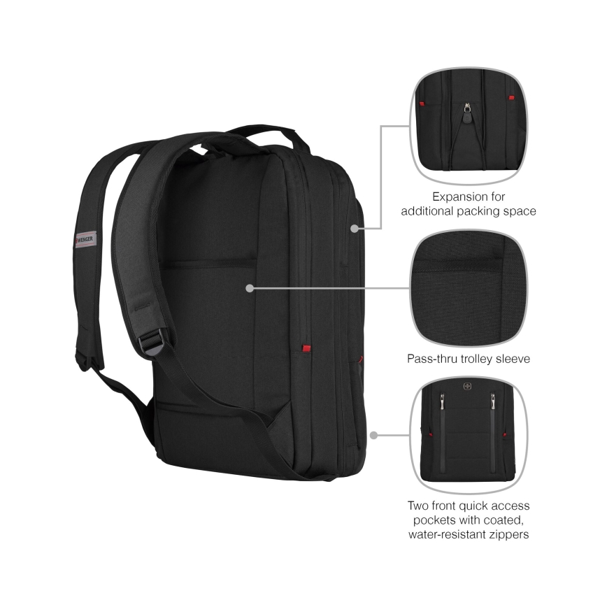 Wenger - Zaino per laptop 16 l 16" con tasca per tablet 12" Città Traveler nero