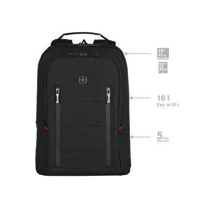 Wenger - Zaino per laptop 16 l 16" con tasca per tablet 12" Città Traveler nero
