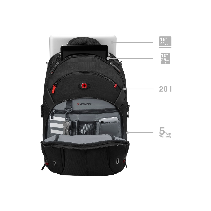 Wenger - Zaino per laptop 20 l 15" con tasca per tablet 10" Gigabyte nero