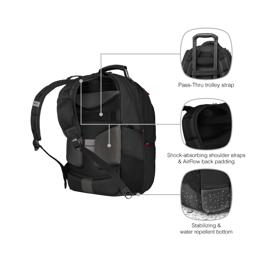 Wenger - Zaino per laptop 25 l 16" con tasca per tablet 10" Pegasus Deluxe nero