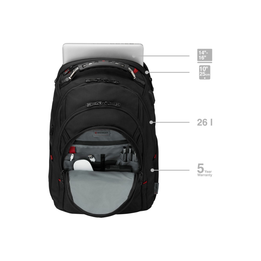 Wenger - Zaino per laptop 26 l 17" con tasca per tablet 10" Ibex Ballistic Deluxe