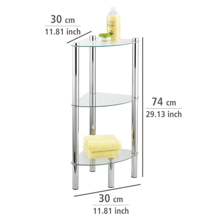 WENKO 15850100 - Ablage YAGO 30 x 74 cm, Edelstahl/silber/klar