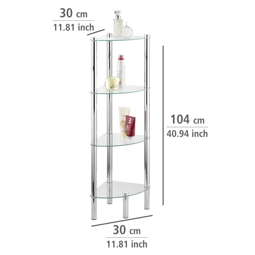 WENKO 15852100 - Scaffale YAGO 30x104 cm acciaio inox/argento/trasparente