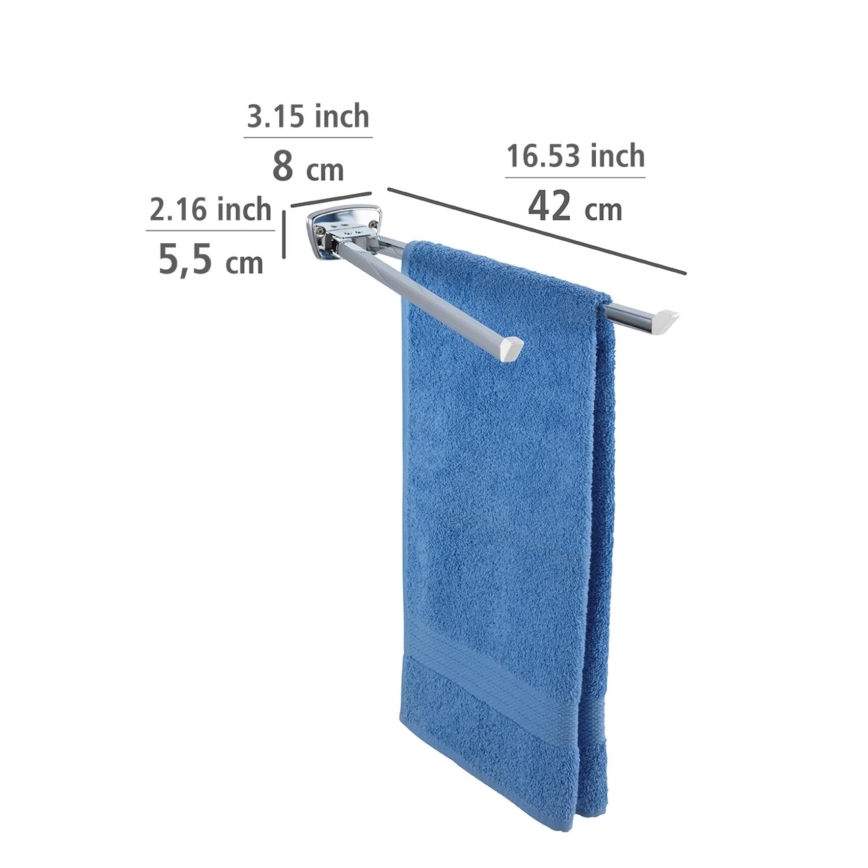 WENKO 17875100 - Porte-serviettes BASIC 42 x 8 cm en acier inoxydable, finition argentée