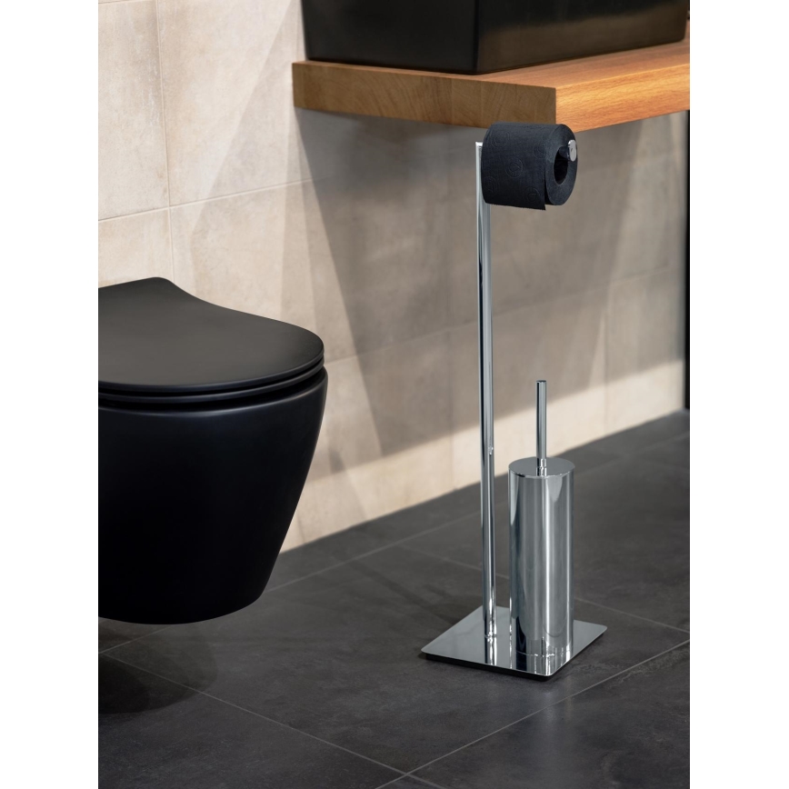 WENKO 18562100 - WC-Bürste RECCO 20 x 71,5 cm, glänzender Chrom