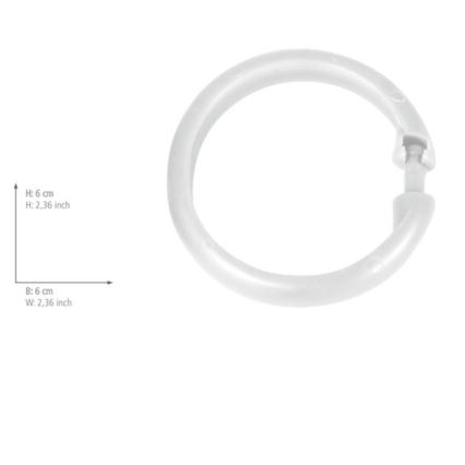 WENKO 19194100 - Anelli per tenda da doccia LYGE 6x6 cm bianchi