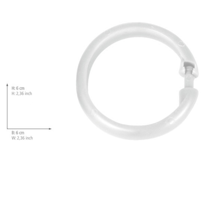 WENKO 19194100 - Anelli per tenda da doccia LYGE 6x6 cm bianchi