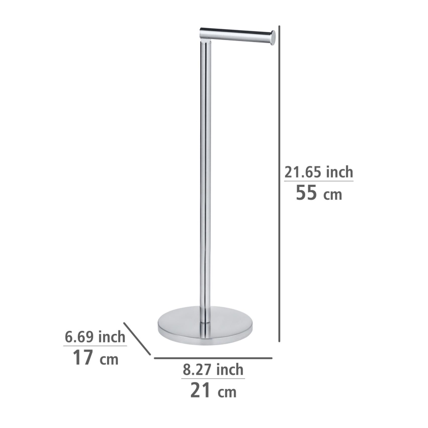 WENKO 19637100 - Portarotolo per carta igienica 21x55 cm in acciaio inox/argento