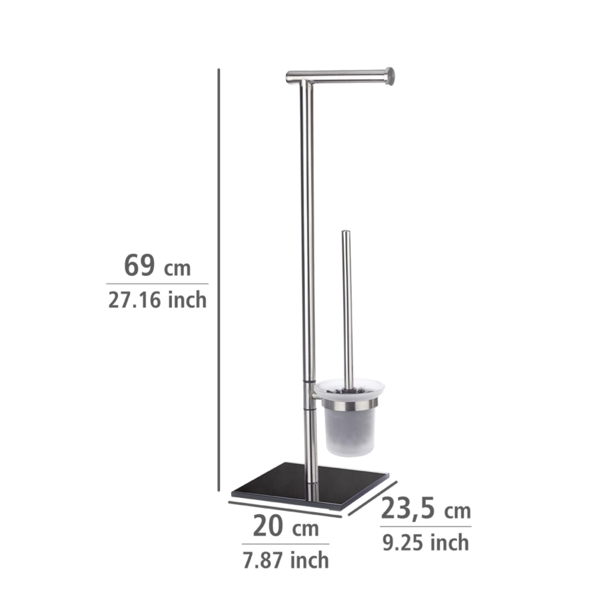 WENKO 20391100 - Brosse WC LIMA 23,5x69 cm inox/satiné/noir