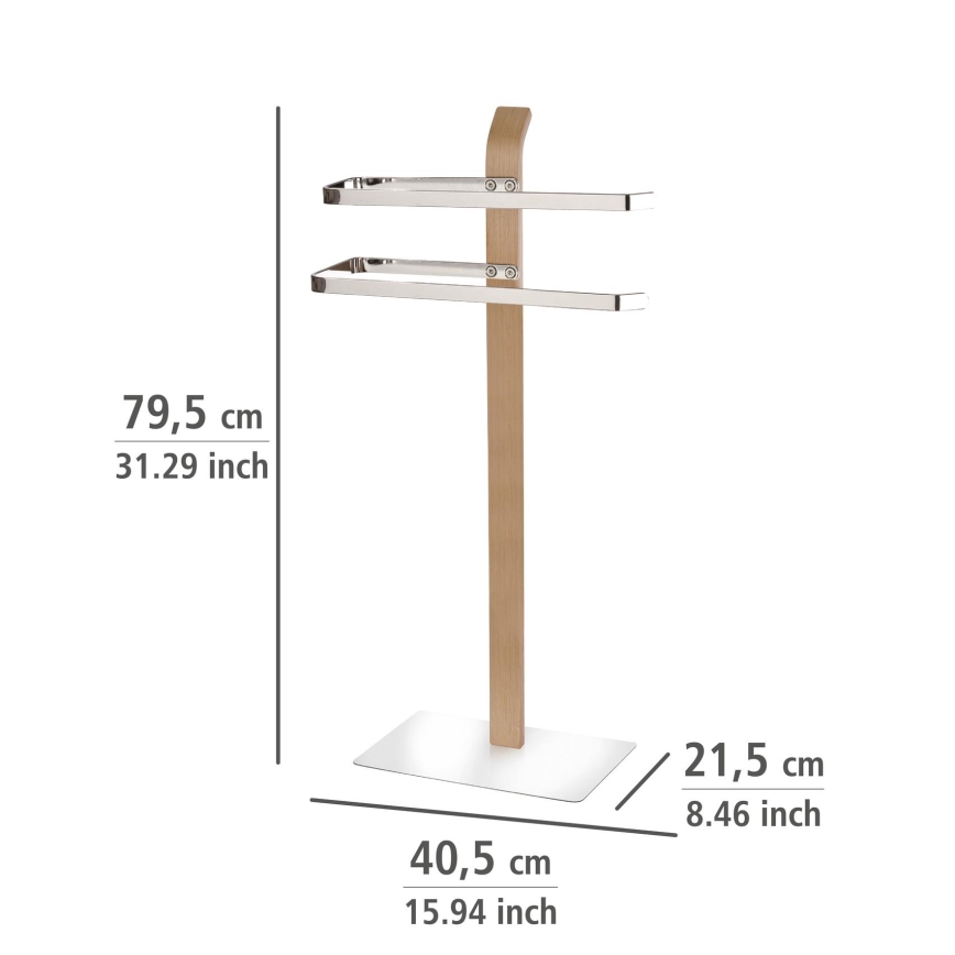 WENKO 20396100 - Handtuchständer SAMONA 40,5x79,5 cm glänzender Chrom/Braun