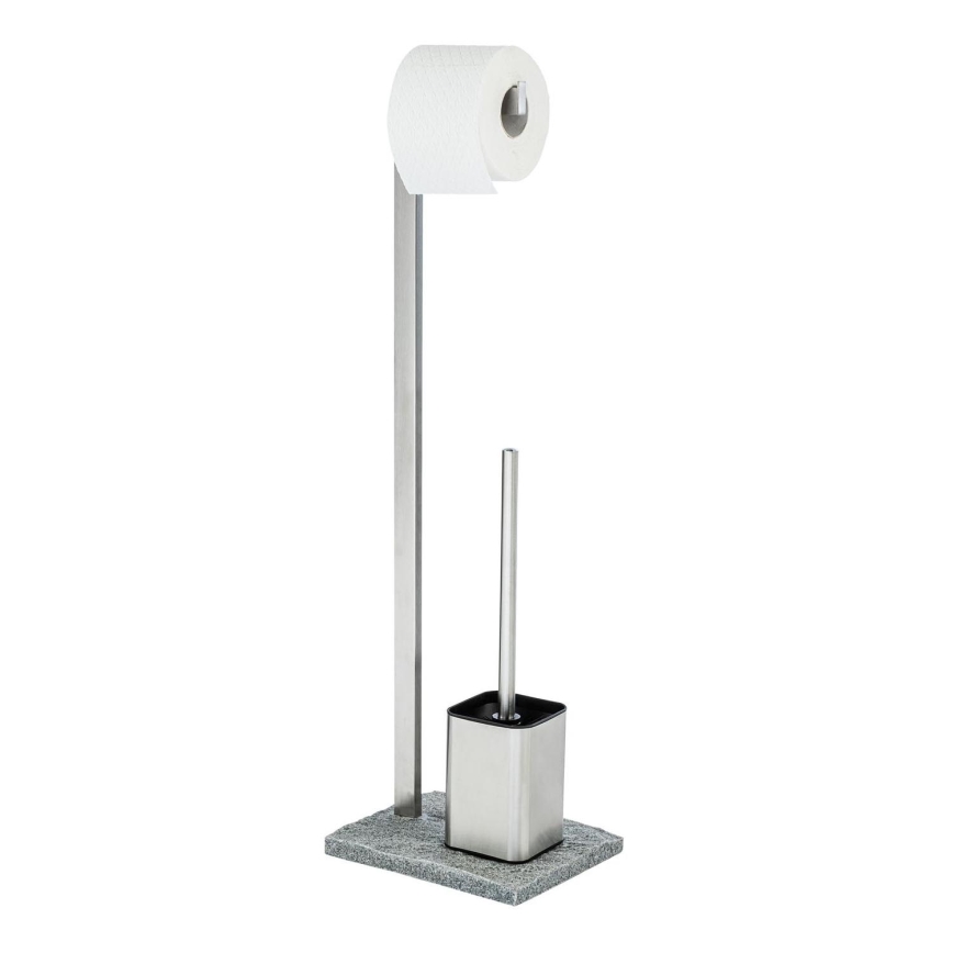 WENKO 20604100 - Scopino WC GRANIT 23x73,5 cm acciaio inox/satinato/grigio