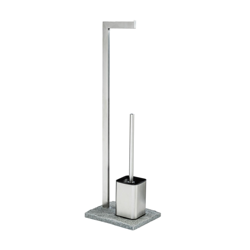 WENKO 20604100 - WC-Bürste GRANIT 23x73,5 cm Edelstahl/Satin/Grau