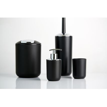 WENKO 21210100 - Brosse WC BRASIL 10x37 cm noire/chrome brillant