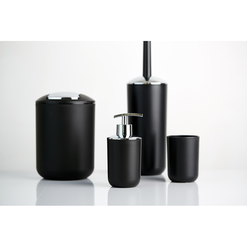 WENKO 21210100 - Scopino WC BRASIL 10x37 cm nero/cromo lucido