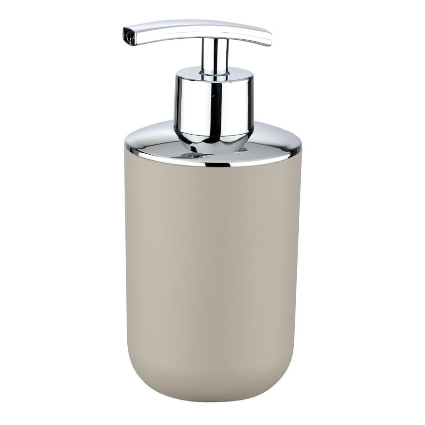 WENKO 21219100 - Distributeur de savon BRASIL 7,3x16,5 cm beige/chrome brillant