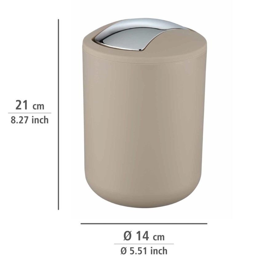 WENKO 21221100 - Poubelle BRASIL 14x21 cm beige/chrome brillant