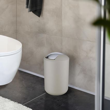 WENKO 21222100 - Corbeille BRASIL 19,5x31 cm beige/chrome brillant